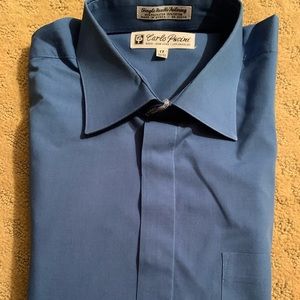 Carlo Pacini sz 17 blue dress shirt